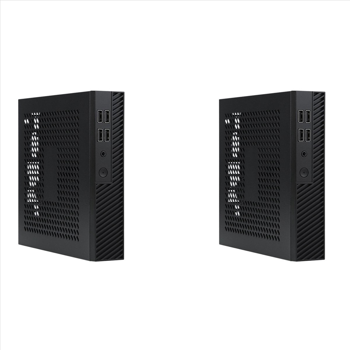 2X DX01 Thin Mini ITX Desktop Computer Chassis Thin Half Height Computer Chassis Portable Desktop Computer Case,2 x Chassis,Black