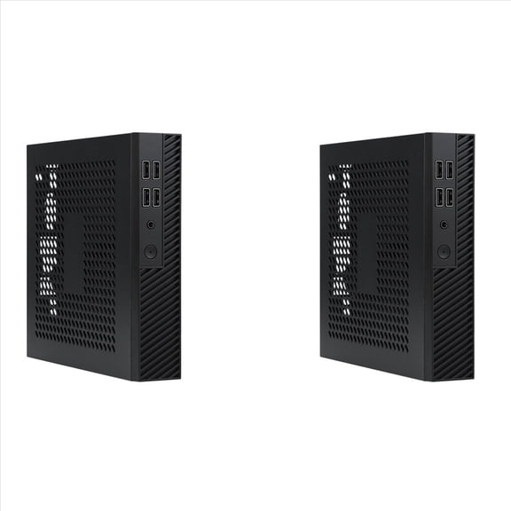 2X DX01 Thin Mini ITX Desktop Computer Chassis Thin Half Height Computer Chassis Portable Desktop Computer Case,2 x Chassis,Black
