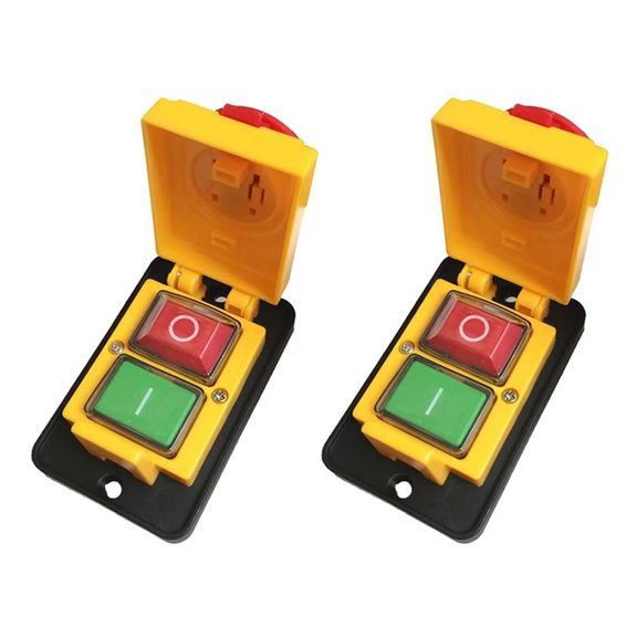 2X DZ05 7 Pins 400V IP55 Three-Phase Electromagnetic Emergency Stop Push Button Switch,2 x DZ05 7-Pin Switch,Black&Yellow