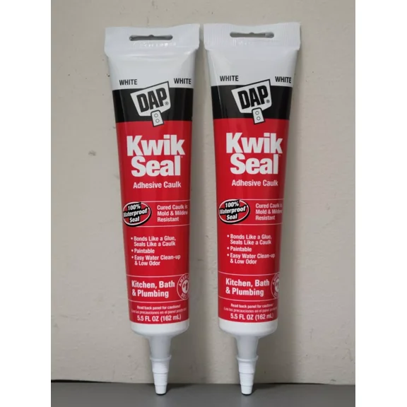 2X Dap Kwik Seal Adhesive Caulk For Kitchen Bath & Plumbing - 5.5 Oz White