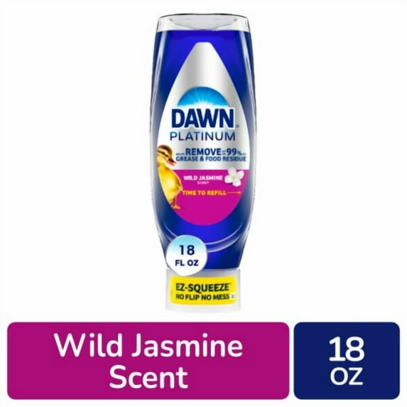Pack of 2 - Dawn Platinum EZ-Squeeze Dish Soap Liquid, Upside Down Bottle, Wild Jasmine, 18 fl oz 18 fl oz