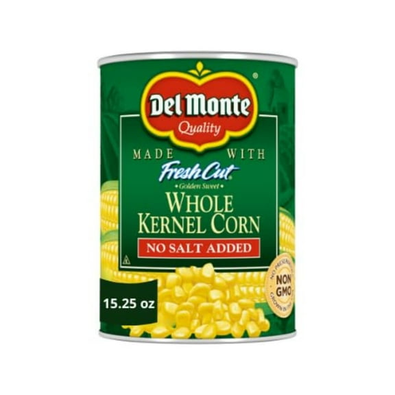 2X - Del Monte Canned Golden Sweet Whole Kernel Corn No Salt Added, 15.25 Oz