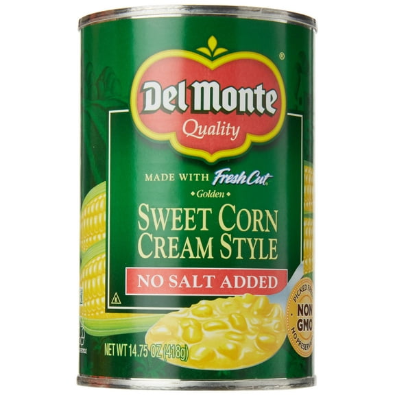 2X - Del Monte Cream Style Sweet Corn No Salt Added, 14.75 Oz