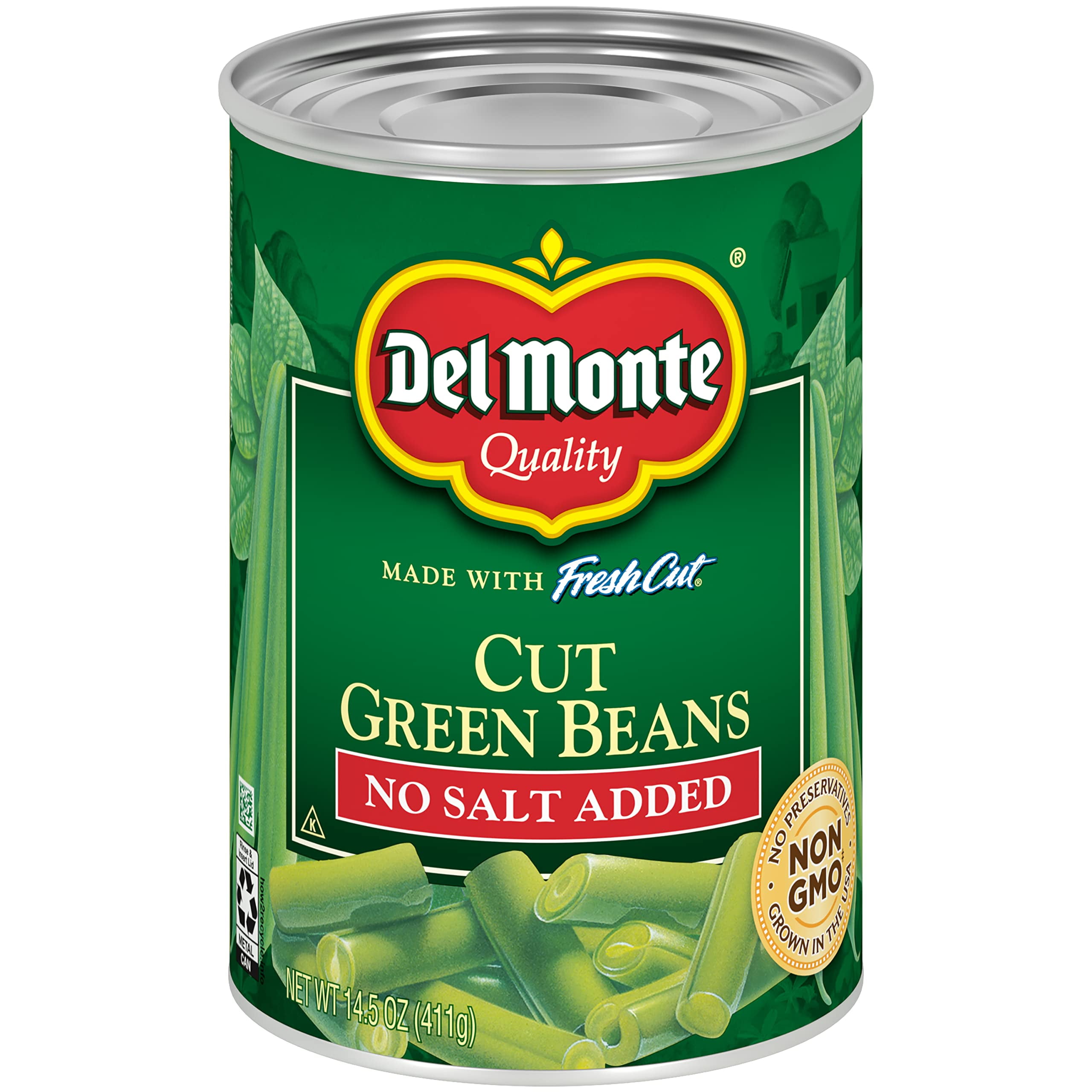 2X - Del Monte Foods Cut Green Beans No Salt, 14.5 Oz
