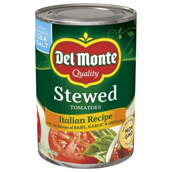 2X - Del Monte Stewed Tomatoes With Basil, Garlic And Oregano, 14.5 Oz Can