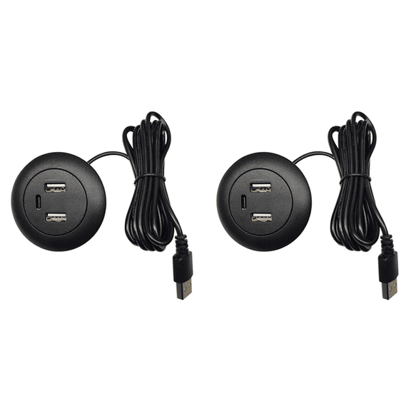2X Desktop Hole Embedded USB Hub Type-C Charger Splitter
