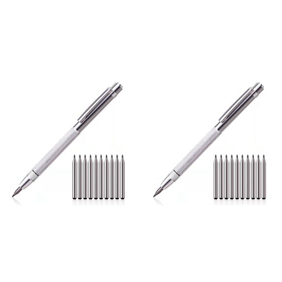 2X Diamond Scribing Pen Tungsten Carbide Tip Engraving Pen Tungsten Carbide Nib Stylus Pen,2 x Tip Scriber 20 x Replacement Tips,Silver