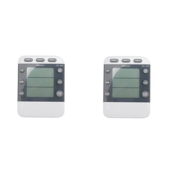 2X Digital 100 Hour Triple Count Down/Up Clock Kitchen Cooking with LCD Display Loud Alarm Bracket