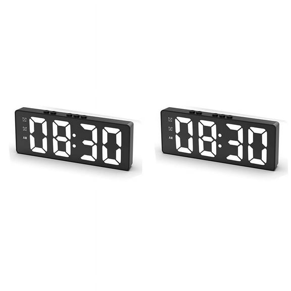 2X Digital Alarm Clock (Powered By Battery) or USB Powered Table Snooze Night Mode 12/24H Electronic LED Clocks