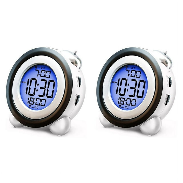 2X Digital Alarm Clock,Time Date Display Twin Bell Very Loud for Heavy