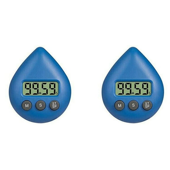 2X Digital Bathroom Clock Waterproof Shower Clock Timer Temperature Humidity Visual Countdown Timer Wall Clock Blue