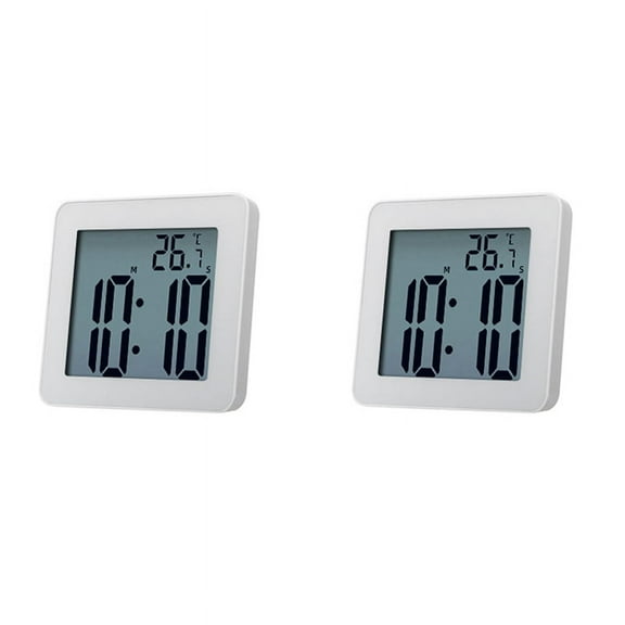 2X Digital Bathroom Clocks Simple LCD Electronic Alarm Clock Waterproof Shower Watches Temperature Hanging Timer