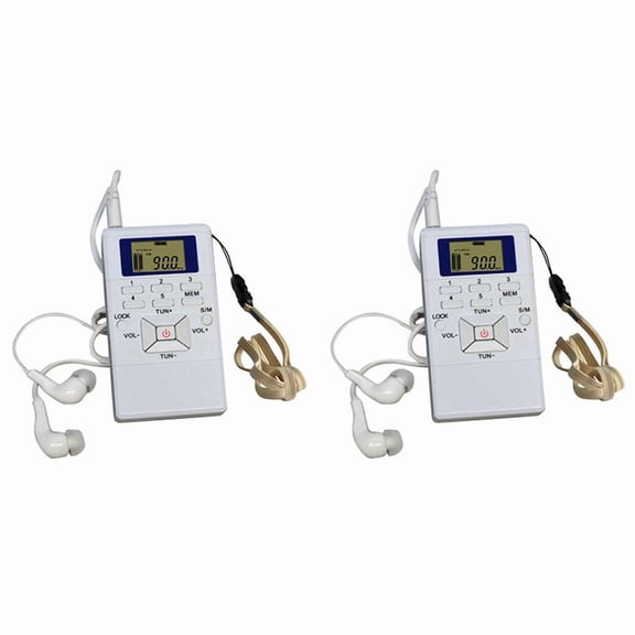 2X Digital Fm Radio Mini Speaker Portable Receiver Display Single Band Music Player Led Display White