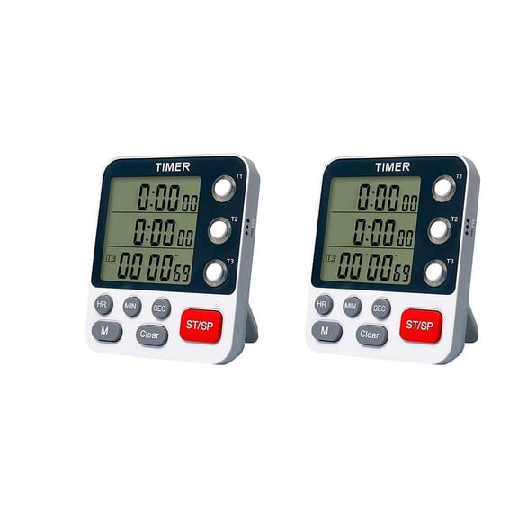 2X Digital Kitchen ,3 Channels Count UP/ ,Cooking , Display,Loud Volume Alarm and Flashing