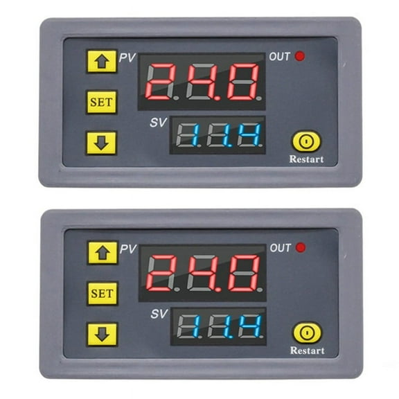 2X Digital Time Delay Relay LED Display Cycle Timer Control Switch Adjustable Timing Relay Time Delay Switch AC110-220V,2 x Dual Display Delay Relay,Grey