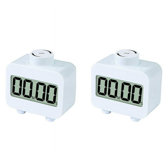 2X Digital Timer Visual Rotary Kitchen Timer Fast Settable Count Up and Count Down Timer Ringing or Flashing Lights