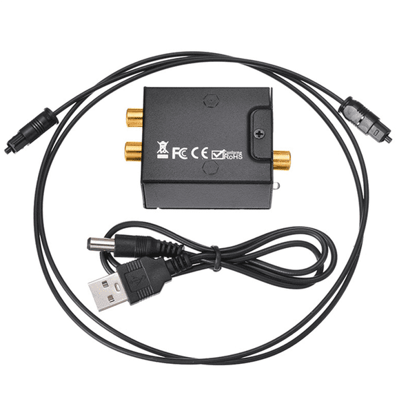 2X Digital to Analog Audio Converter Optical Fiber Toslink Coaxial Signal to R/L Audio Decoder SPDIF ATV