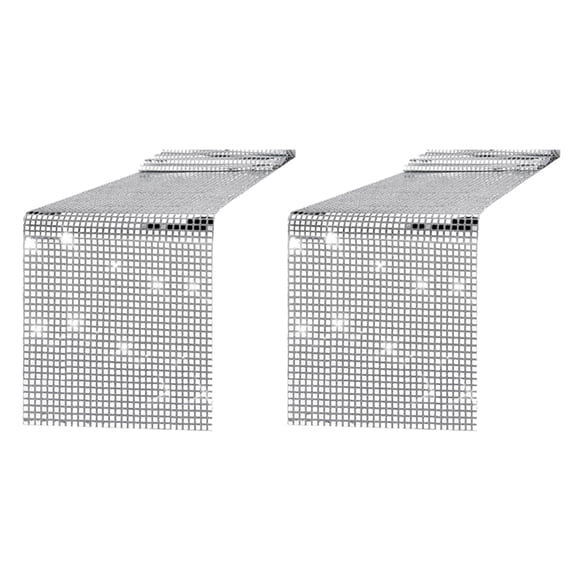 2X Disco Table Runner Mirror Silver Foil Table Runner Glitter Metallic Table Cover for Disco Dance Wedding
