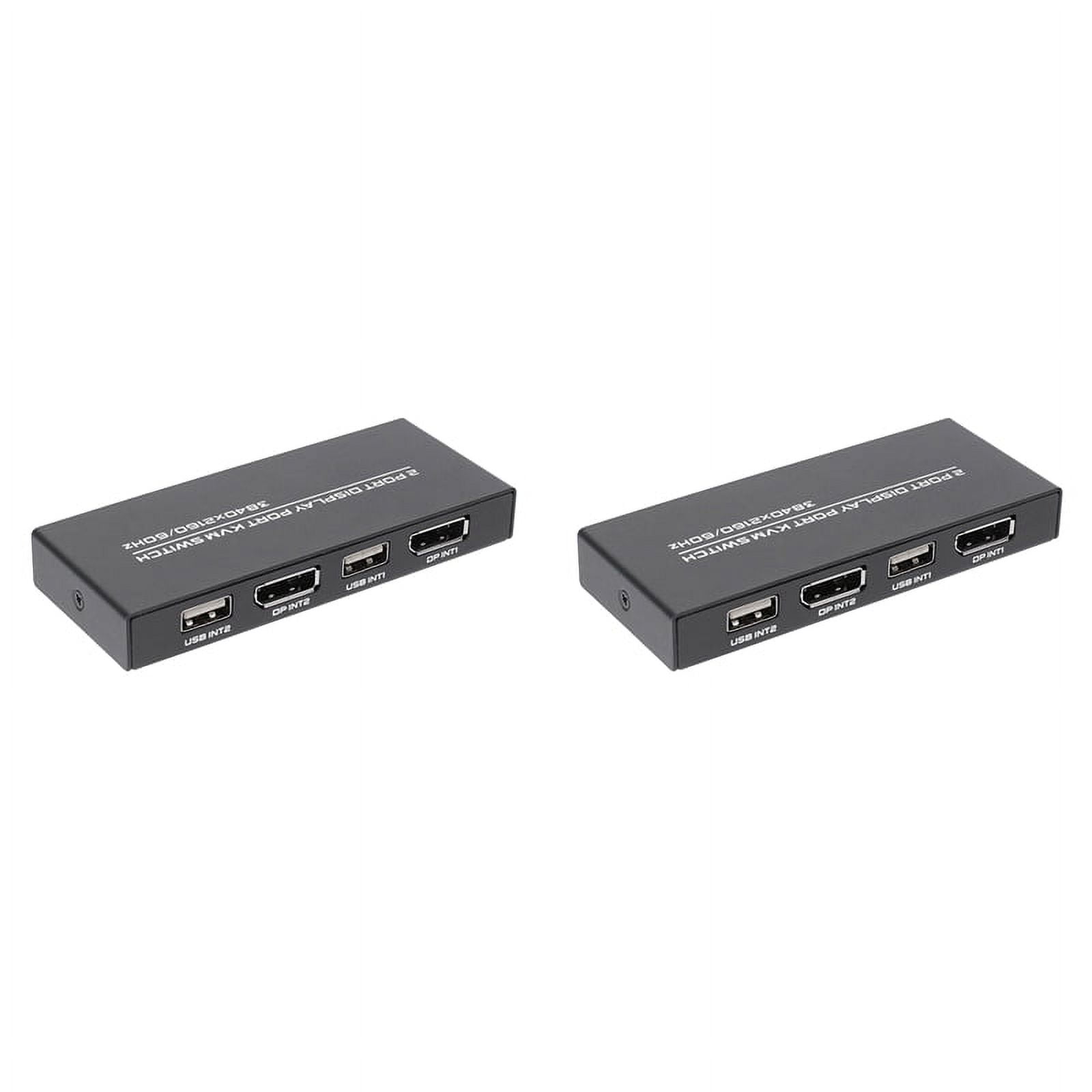 2X DisplayPort KVM Switch, 4K@60Hz DP USB Switcher for 2 Computer Share Keyboard Mouse Printer and Ultra HD Monitor,2 x KVM switch 4 x DP KVM cables 4 x USB cables 2 x Desktop controller,Photo Color