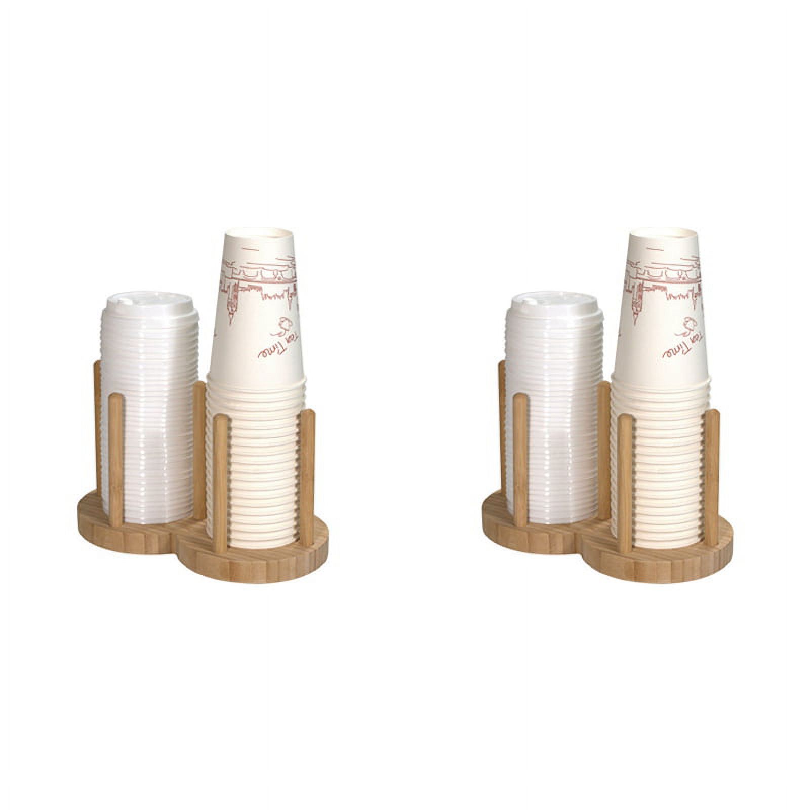 2X Disposable Cup Storage Holder Rack Shelf Water Tea Cups Wood