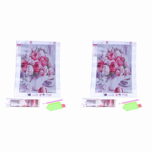 2X Diy Round Drill  Painting   Mosaics Full 100% Cover Embroidery"Coffee & Rose" Embroidery