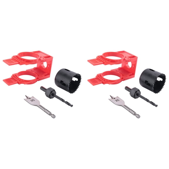 2X Door Lock Installation Kit,Door Hole Drilling Kit for Deadbolts and Locksets with Guide Template, Saw