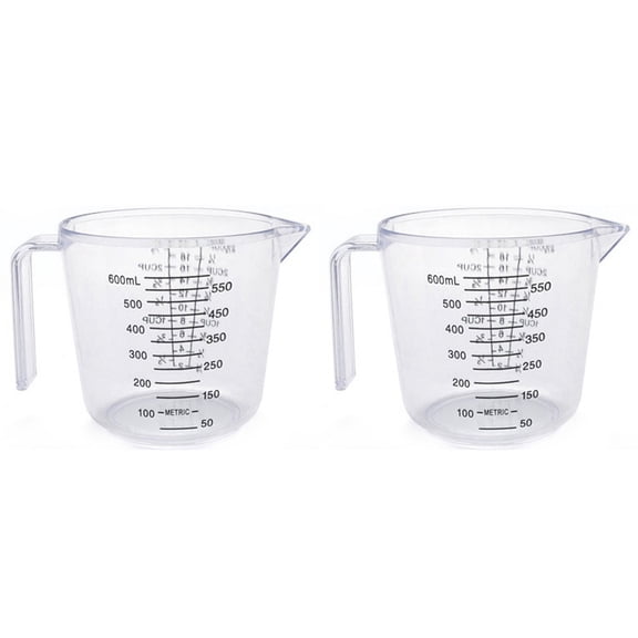 2X  Double-Sided Graduated Plastic Measuring Cup with Graduated Measuring Cup Measuring Cylinder 600Ml