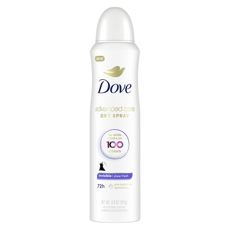 2X - Dove Advanced Care Antiperspirant Deodorant Dry Spray Sheer Fresh Invisible Antiperspirant Tested On 100 Colors Anti-Stain Antiperspirant With Sweat Protection 3.8 Oz