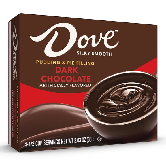 2X Dove Dark Chocolate Instant Pudding Mix and Pie Filling, Fat-Free, 4 Servings, 3.03 oz Cardboard Box (PACK OF 2)..