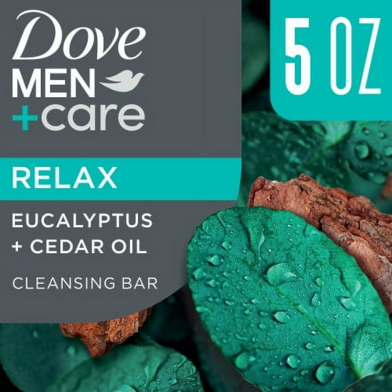 Dove Men+Care Cleansing Bar Soap Eucalyptus + Cedar Oil Plant Based Cleanser