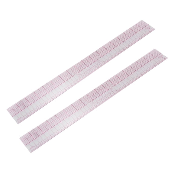 2X Drawing Tool Squares Angles Parallel Line Soft Plastic Metric Ruler Clear Pink