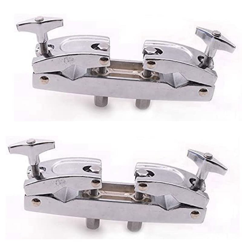 2X Drum Clamp 2 Hole Silver Multi Clamp Cymbal Stand Mount Holder for