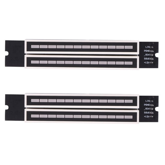 2X Dual 12 Music Level Indicator LED Spectrum VU Meter Amplifier Lamps Light Speed Adjustable Board for MP3 DC 7-12V,2xDouble 12 bit LED level display board 2x cable,Black & white