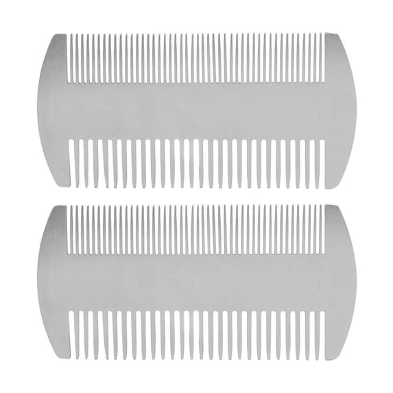 2X Dual Action Stainless Steel Credit Card Size Comb Wallet Comb Pocket Comb Anti-Static Hair Comb for Man