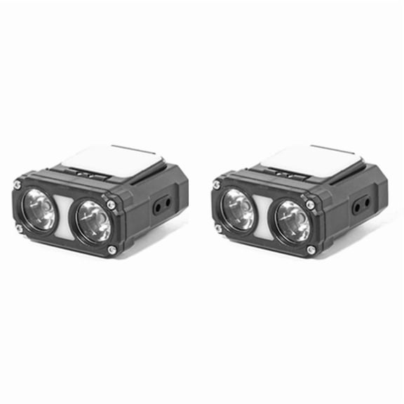 2X Dual Beam Hat Clip Cap Light Mini LED Headlamp Sensor Headlight USB Rechargeable Adjustable Angle Camping Headlamp