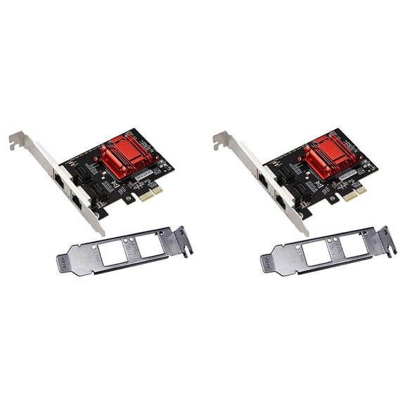 2X Dual-Port PCIe Gigabit Network Card 1000M PCI Express Ethernet Adapter with 82576 Two Ports LAN NIC Card,2 x PCIE 1G LAN Card 2 x Low profile Bracket,Black & red