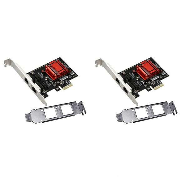 2X Dual-Port PCIe Gigabit Network Card 1000M PCI Express Ethernet Adapter with 82576 Two Ports LAN NIC Card,2 x PCIE 1G LAN Card 2 x Low profile Bracket,Black & red