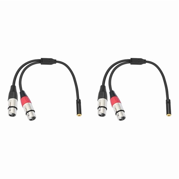 2X Dual XLR to 1/8 Female Adapter,Balanced Mini Jack(3.5mm) Female to Microphone Cable, for Speaker Mixer