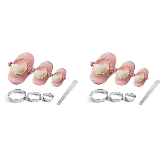2X Dumpling Maker,Empanadas Press Mold Maker Set with Dough Cutter, Dumpling Mold Set and Cutter for Pierogi,(Pink)