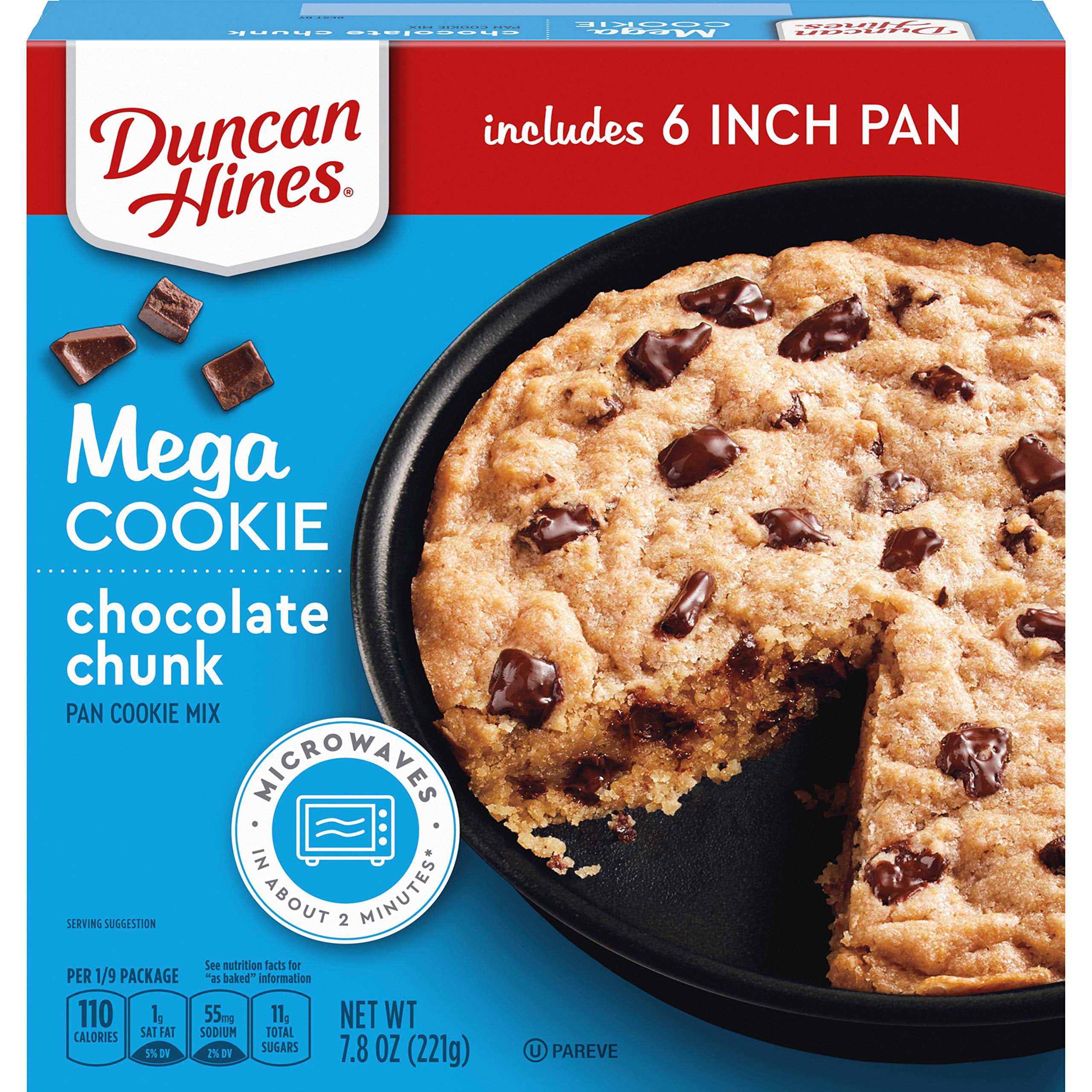 2X - Duncan Hines Mega Cookie Chocolate Chunk Pan Cookie Mix, 7.8 Oz