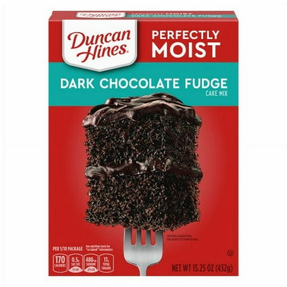 Pack of 2 - Duncan Hines Perfectly Moist Dark Chocolate Fudge Cake Mix, 15.25 oz