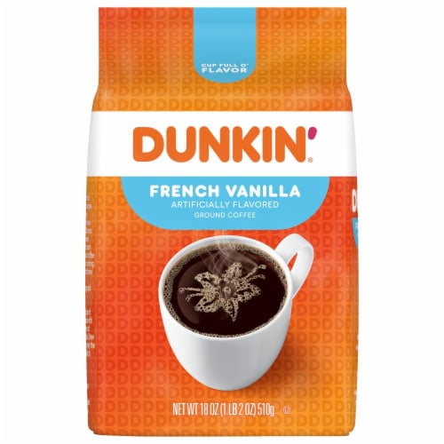 Dunkin' French Vanilla Flavored Medium Roast Ground Coffee - 18oz - Pack of 2