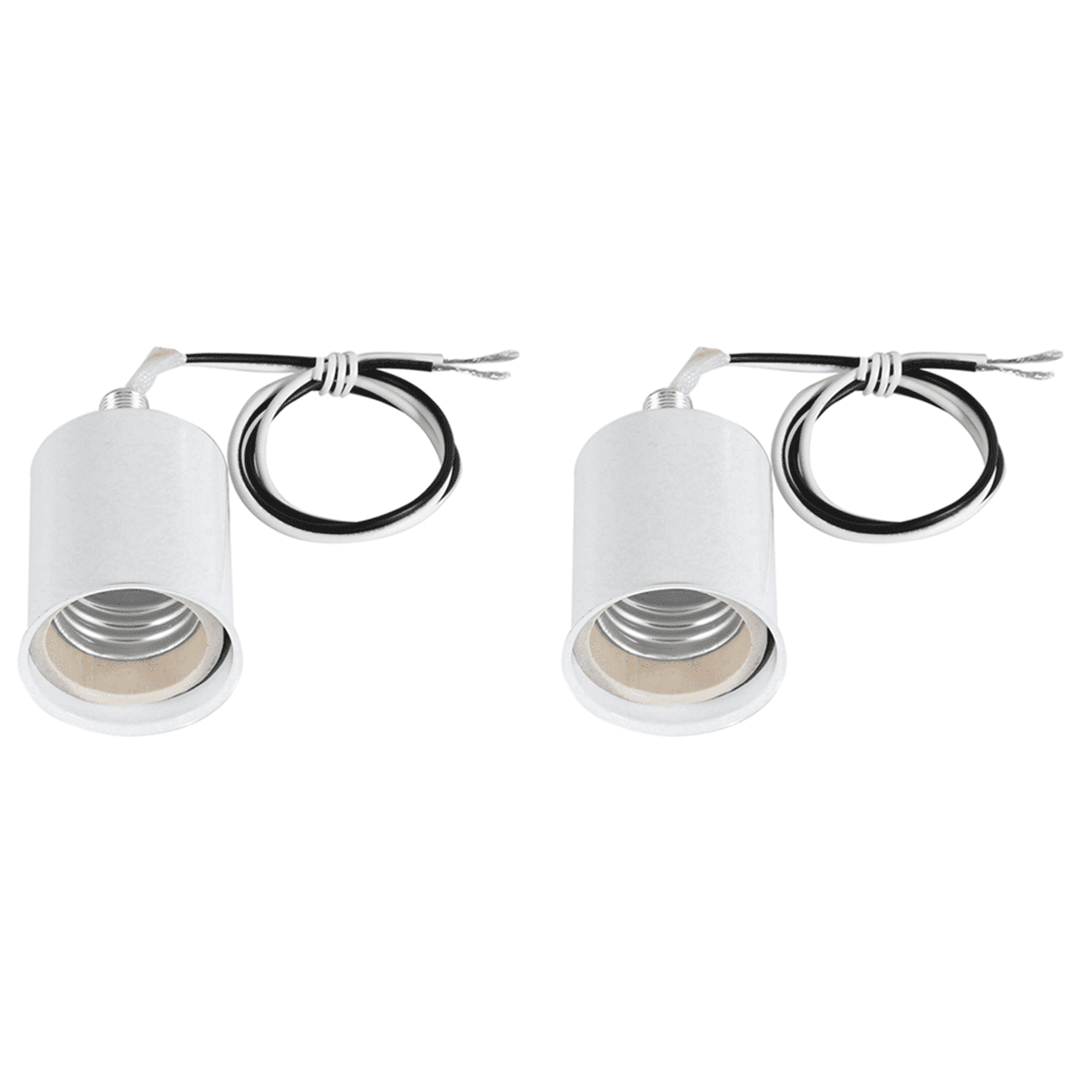 2X E27 Ceramic Screw Base Round LED Light Bulb Lamp Socket Holder ...