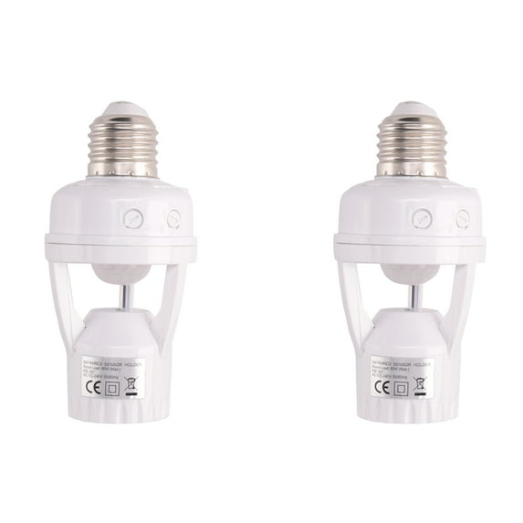 2X E27 LED 220V Screw Light Bulb Holder LED PIR Infrared Motion Sensor Lamp with Switch Socket Identify E27