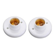 2X E27 Round Plastic Base Screw Light Bulb Lamp Socket Holder White