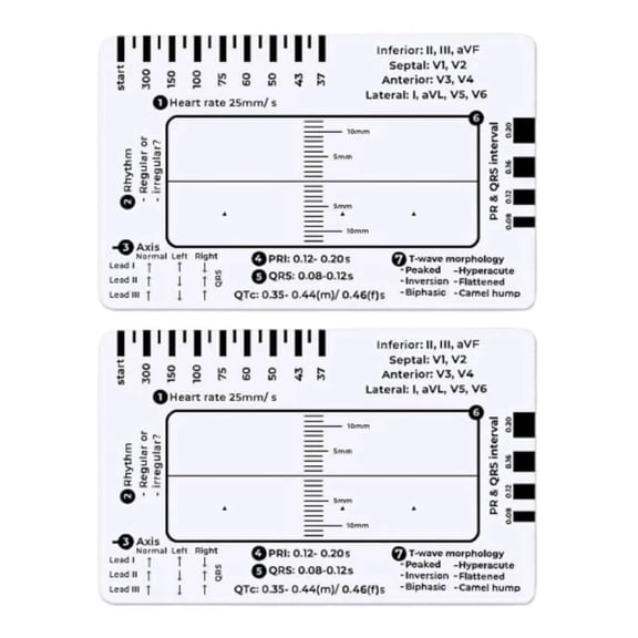 2X ECG 7 Step Ruler, ECG 7 Step Ruler for ECG/EKG Interpretation, Rapid and Quick Cardiac Analysis and Measurement Tool