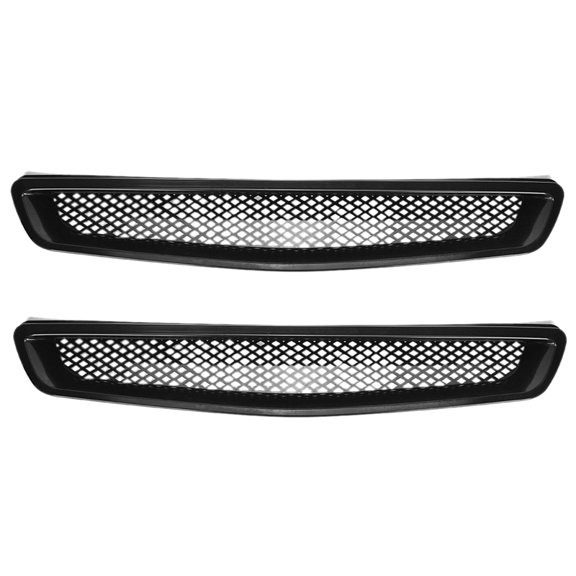 2X EK T-R Style Front Bumper Hood Mesh Grill Racing Grille for   EK  DX EX  1999-2000 Glossy Black