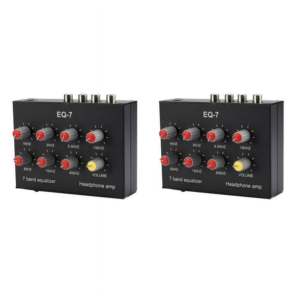2X EQ-7 Car Audio Headset Amplifier 7-Band EQ Equalizer 2 Channel Digital Sound Equalizer