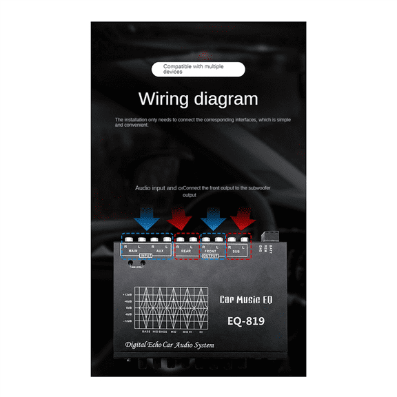 2X EQ-819 Car Equalizer Multifunctional Car Audio EQ Tuning Crossover Amplifier Parametric Equalizer Car Audio Equalizer