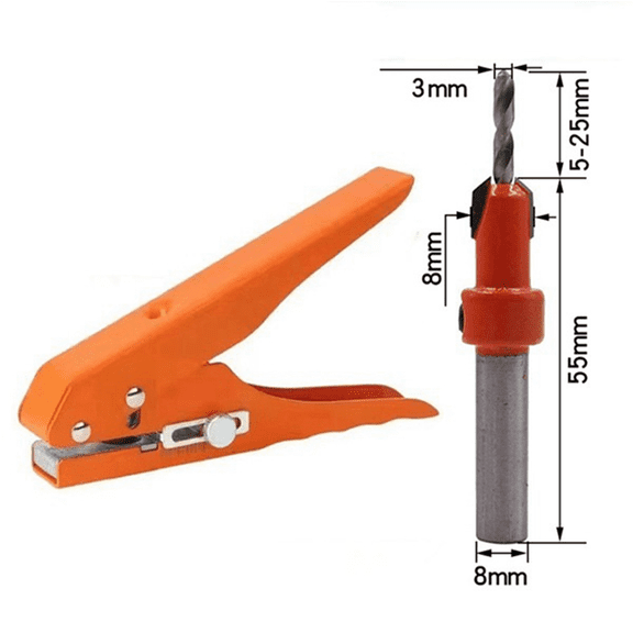 2X Edge Banding Punching Pliers Punching Tool Masking Pliers 3X8MM Countersink Drill Bit Screw Hole Hat Woodworking Tool